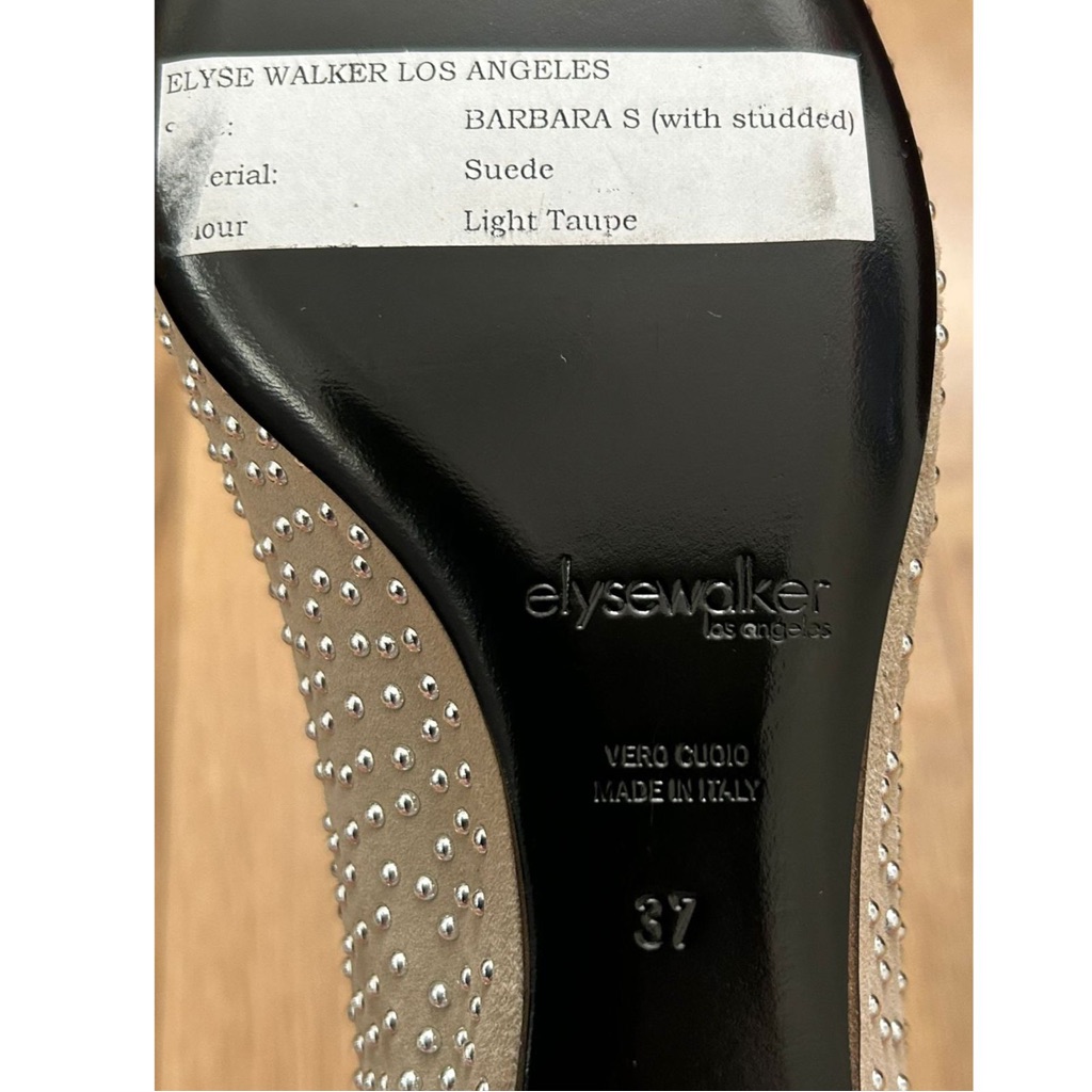 Elyse Walker Los Angeles Barbara Studded Suede Pointy Flats In Light Tau — image 7 of 8